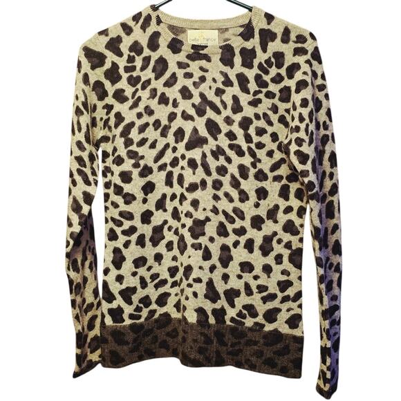 Belle France 100% cashmere leopard print sweater size medium - Picture 1 of 4